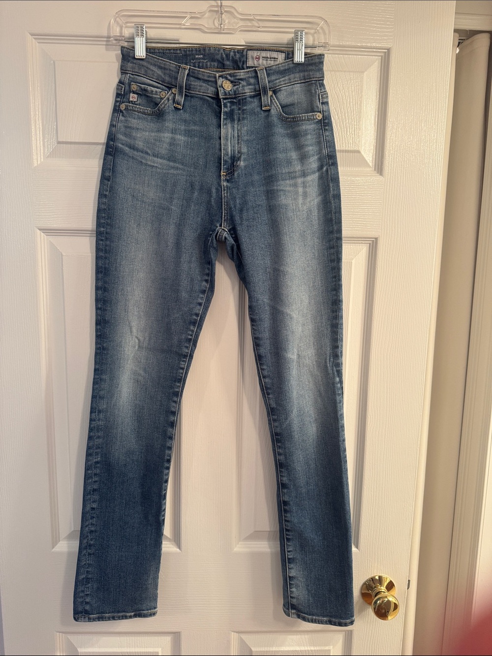 AG Mari High Rise Straight Jeans in Light Blue
